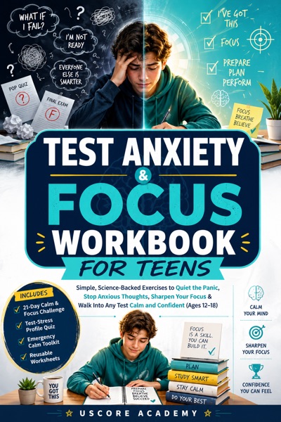 Cover of Test Anxiety & Focus Workbook for Teens